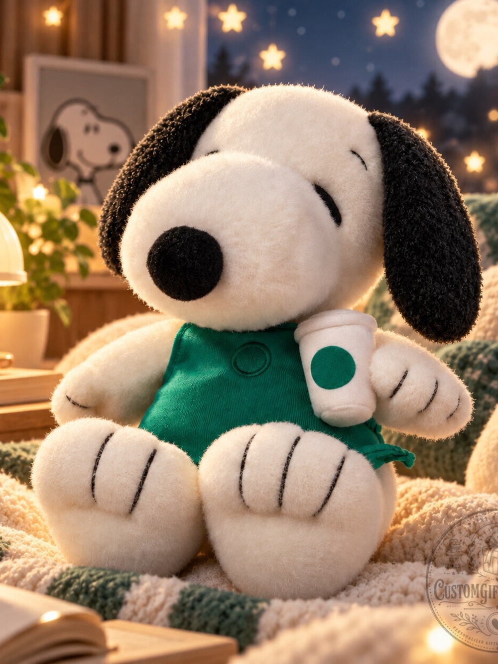 NEW Starbucks Barista Peanuts Snoopy Plush with Cup